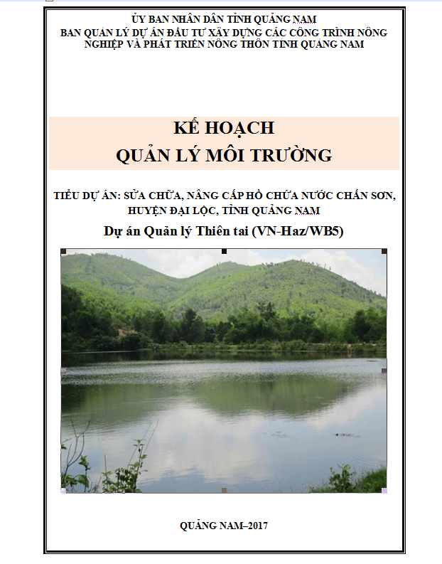 Kế hoạch Quản lý môi trường (EMP) tiểu dự án: Sửa chữa nâng cấp hồ chứa nước Chấn Sơn